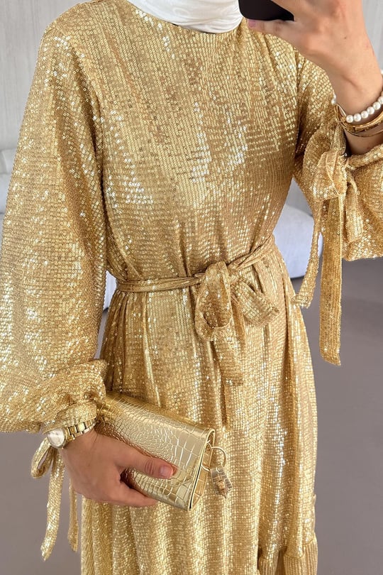 Star Parıltılı Elbise GOLD | sawosh.com