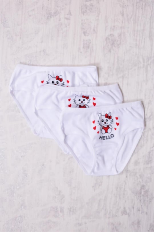 Gümüş Kız Çocuk Hello Kitty Desenli Slip Külot