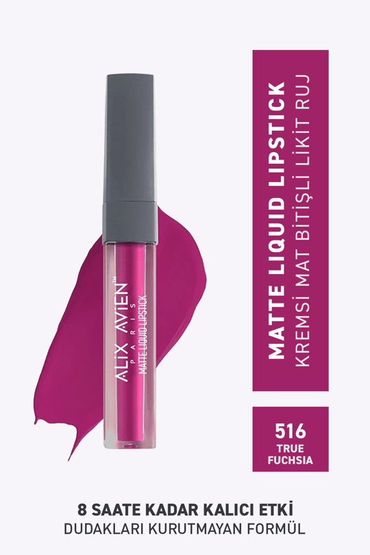 Mat Bitişli Likit Ruj - 8 Saate Kadar Kalıcı Etki - Matte Liquid Lipstick  509 Berry - Alix Avien