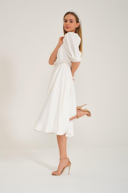 El İşlemesi Nikah Elbisesi Nişan Elbisesi Söz Elbisesi Abiye Elbise Beyaz  Elbise