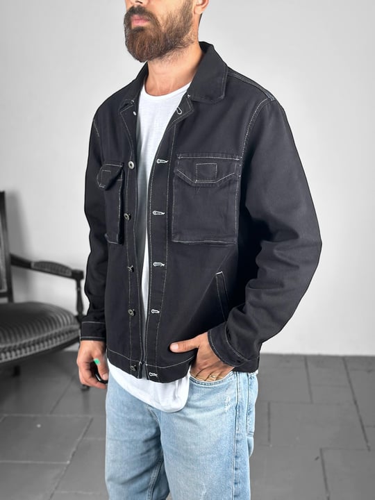 Premium Kalite Siyah Kot Ceket Premium Kalite Siyah Kot Ceket