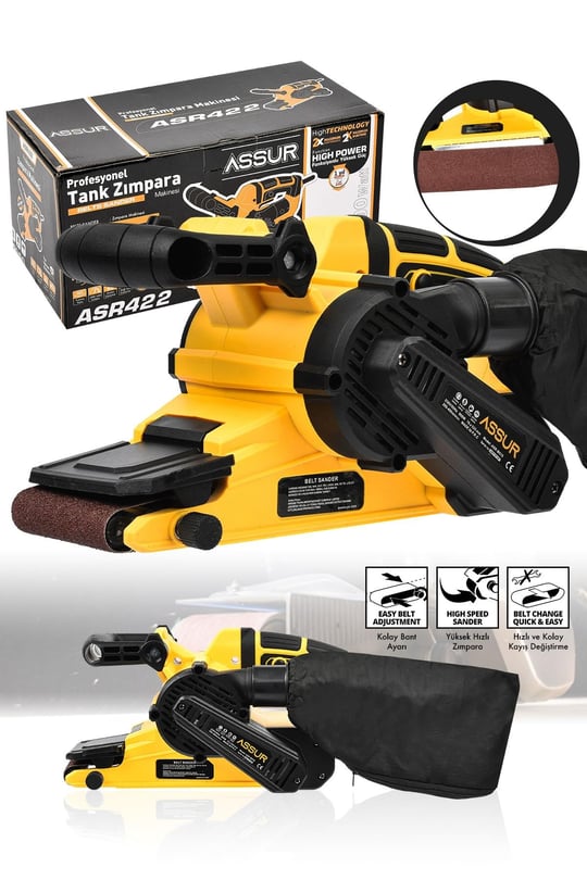 Assur 360'Ledli 850W Pro Alçıpan Zımpara Makinası Toz Emmeli