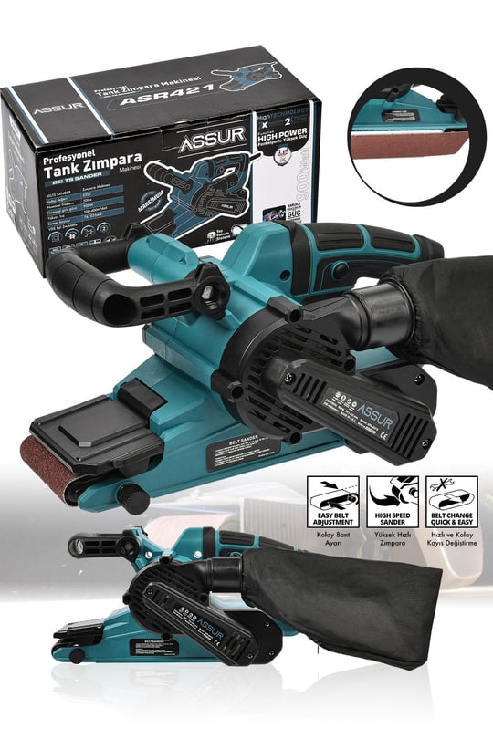 Assur 360'Ledli 850W Pro Alçıpan Zımpara Makinası Toz Emmeli