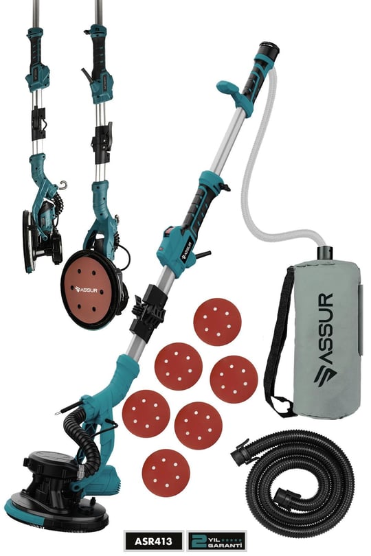Assur 360'Ledli 850W Pro Alçıpan Zımpara Makinası Toz Emmeli