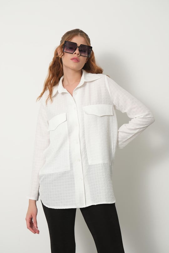 Women crinkle shirt wholesale White color