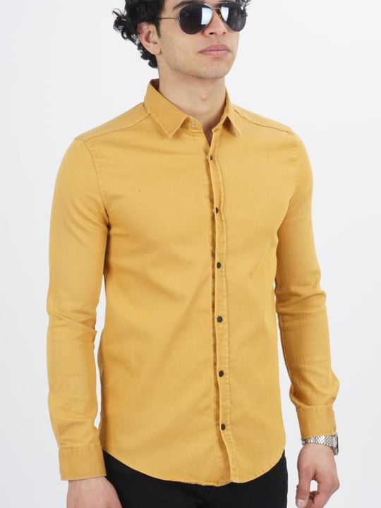 Men denim shirt wholesale Mustard color Wholesale Shirts