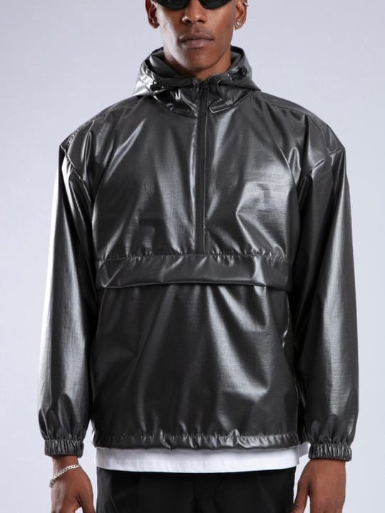 Men hooded raincoat wholesale Black Shiny color From Turkey