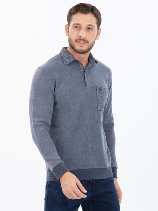 Men Polo Collar Sweatshirt Wholesale Light Blue Color - wholesale ...