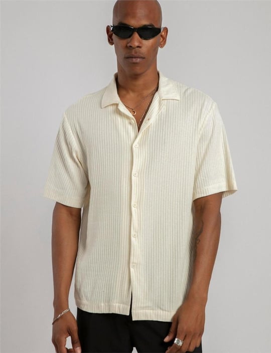 Men short-sleeve shirt wholesale Light Beige color
