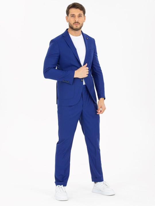 Men single breasted two piece suit wholesale Cobalt Blue color Wholesale Classic