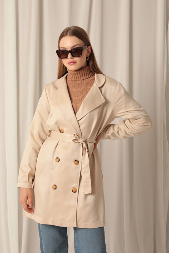 Hip length trench coat hot sale