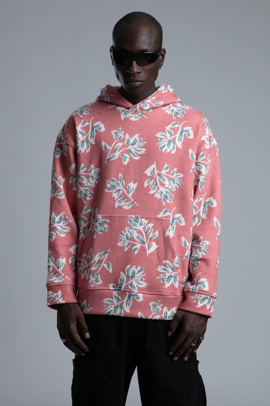 Wholesale Men Pomegranate Patterned Hoodies with Kangaroo Pocket