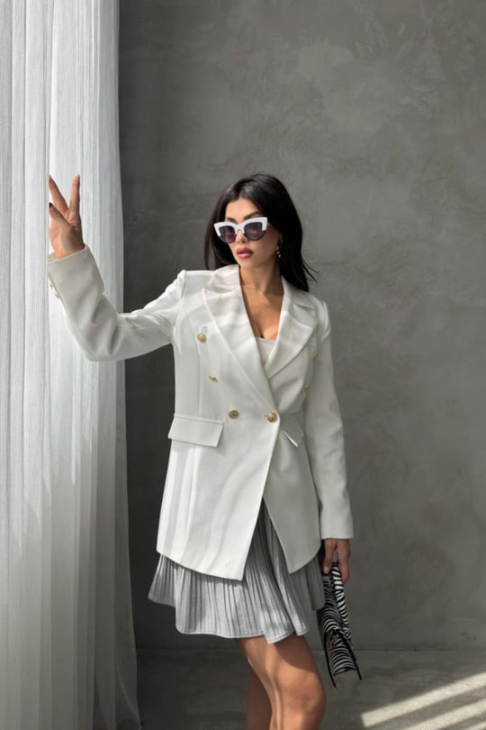 Ladies white blazer jacket discount