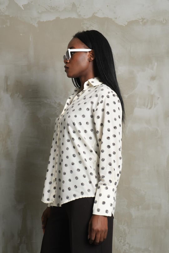 Wholesale Women White Polka Dot Shirts