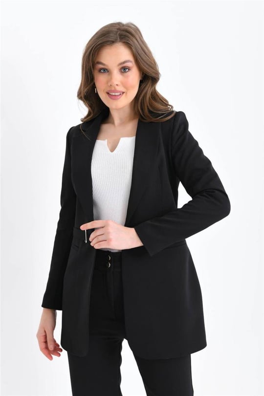 Black colour blazer matching pants hot sale