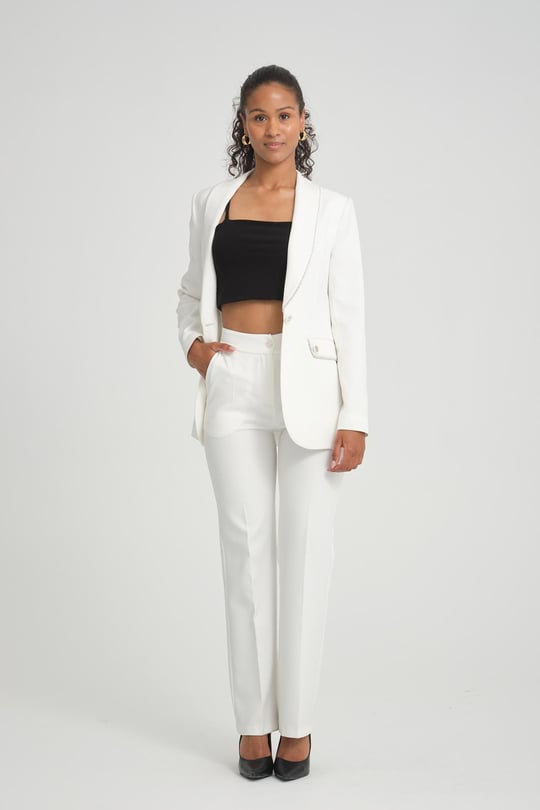 Women blazer jacket and pants suit Plus size wholesale White color Wholesale Classic
