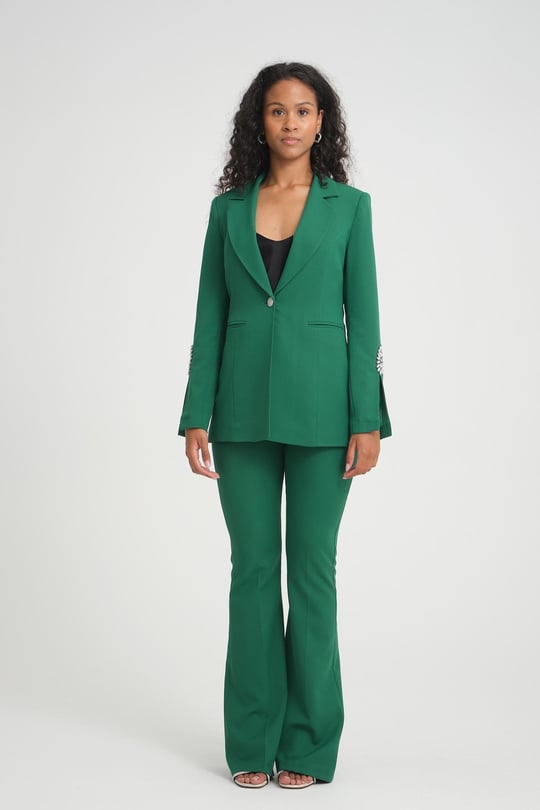 Women blazer jacket and pants suit Plus size wholesale Emerald Green color Wholesale Classic