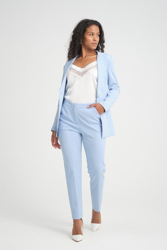 Light blue pant suit womens sale