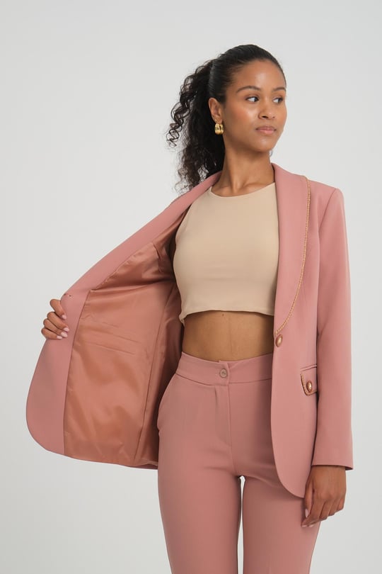 Women blazer jacket and pants suit wholesale Blush color Wholesale Classic