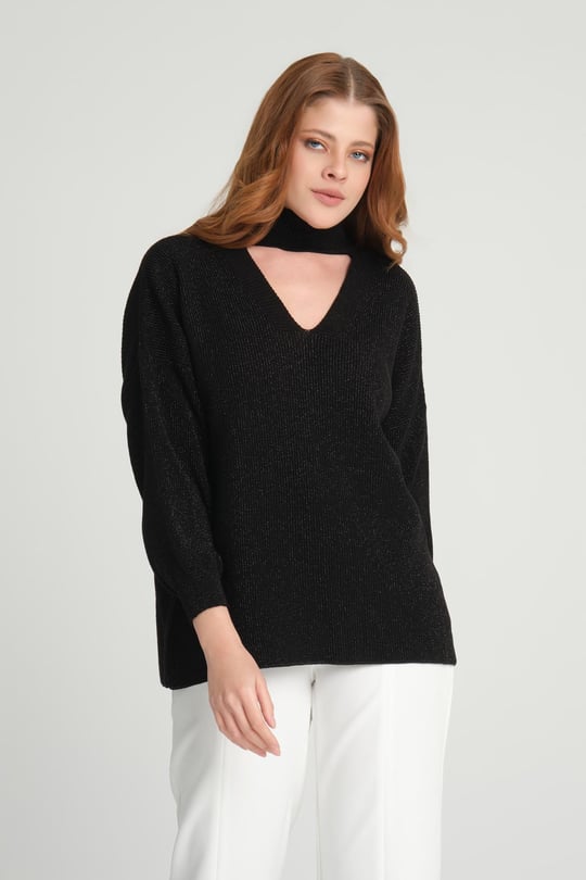 Black choker neck hot sale sweater