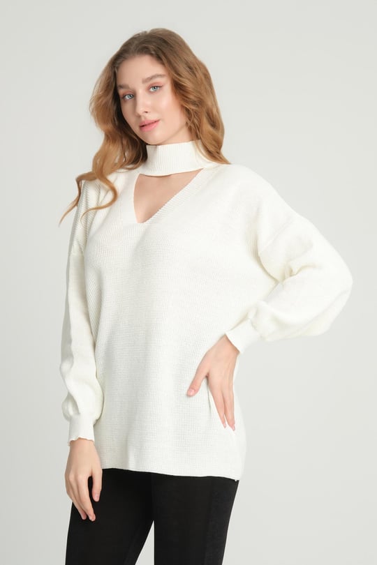 Women choker neck sweater wholesale Blue color Wholesale Jumper Cardigan