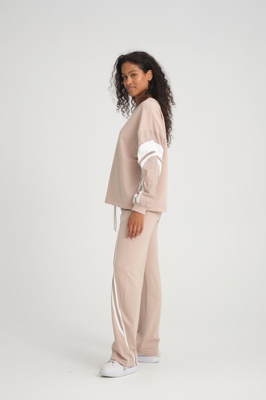 Women cotton sweatsuit wholesale Beige color Wholesale Tracksuit Set