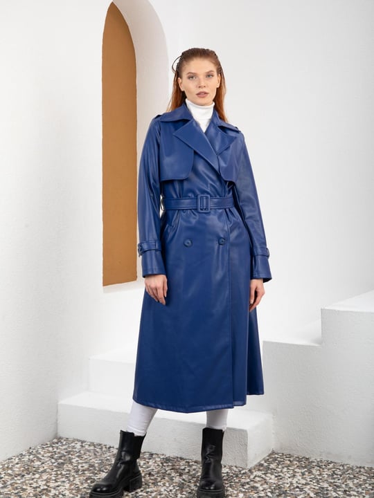 Cobalt blue hotsell trench coat