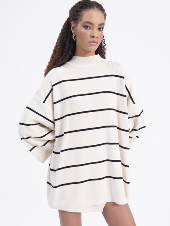 Women oversize tricot mini dress wholesale White color - Wholesale