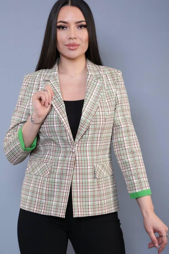 Plaid blazer plus size hot sale