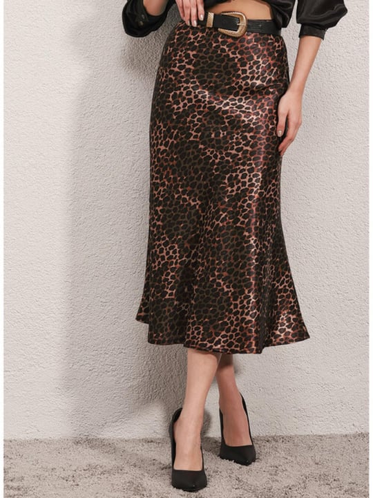 Women satin midi skirt wholesale Leopard color Wholesale Midi