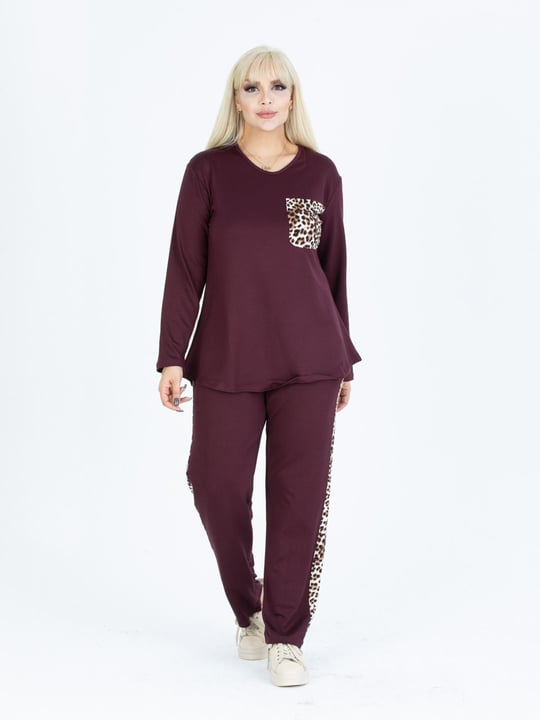 Women sweatsuit Plus size wholesale Burgundy color