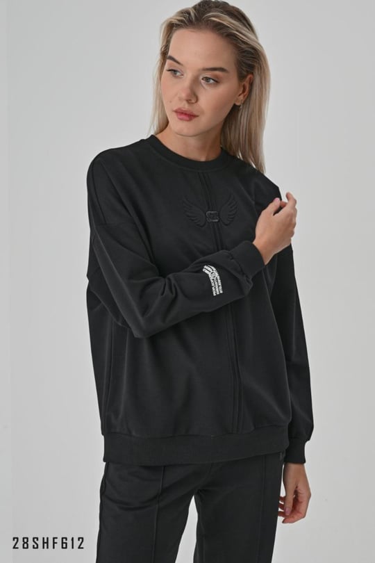 Womens black sweatsuit hotsell