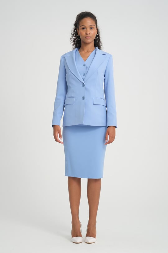 Blue skirt suit sale
