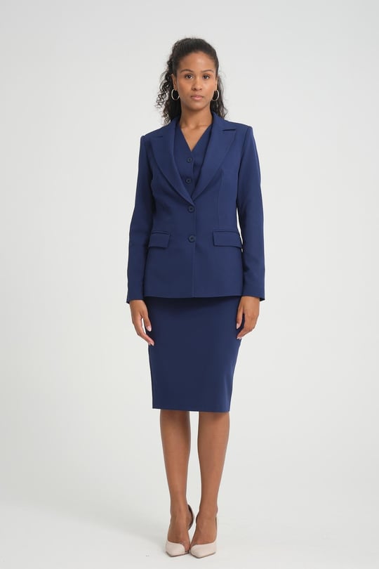 Navy skirt and jacket hot sale