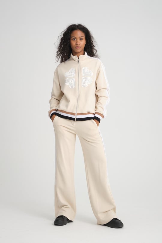 Women three thread sweatsuit wholesale Cream color Wholesale Tracksuit Set