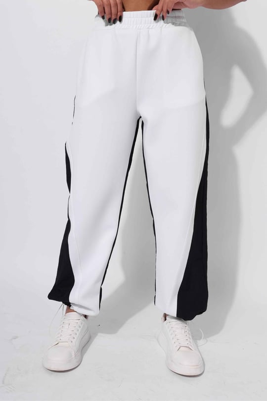 Women two tone joggers wholesale White Black color Wholesale Sweatpants