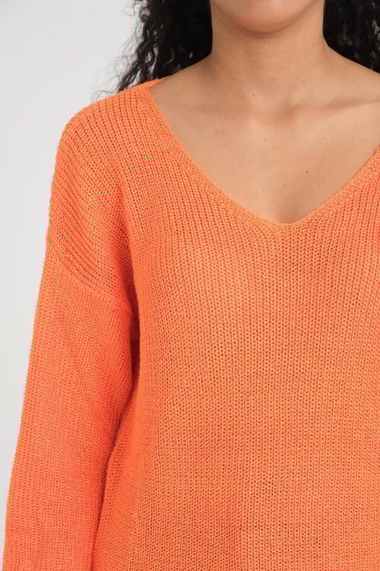 Women v neck knitted sweater wholesale Peach color Wholesale Jumper Cardigan