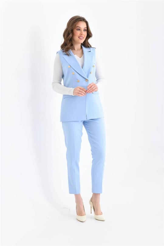 Women vest and pants suit Big size wholesale Light Blue color Wholesale Classic