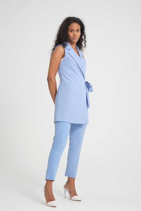 Light blue pants suit womens outlet