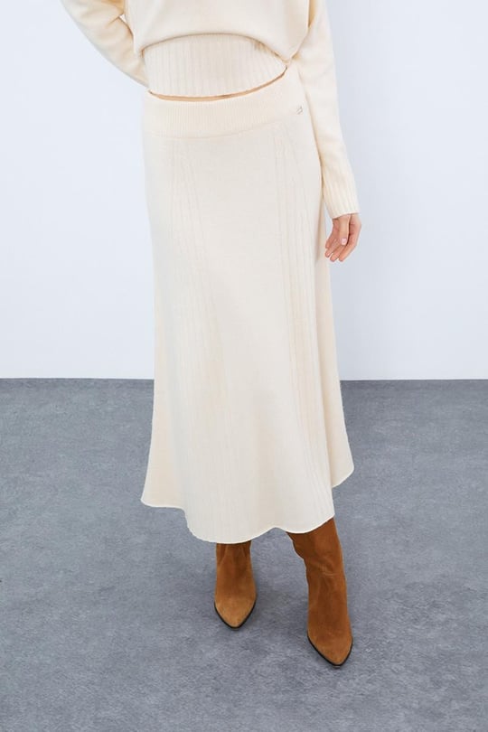 Midi Skirt Jumper Skirt Cream Midi Skirt Wool Skirt Cream Sweater