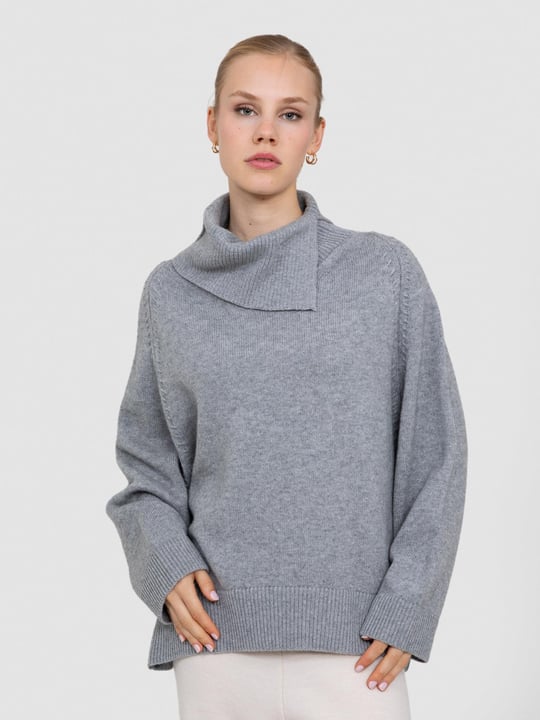 Wool and Cashmere Blend High Neck Sweater Price KZK8216GRI