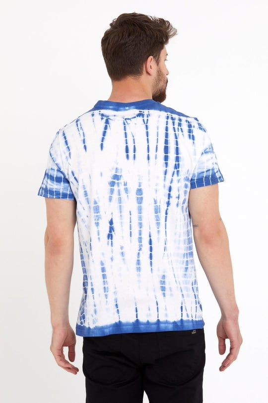 Erkek Batik Yıkamalı Basic T-shirt Lacivert
