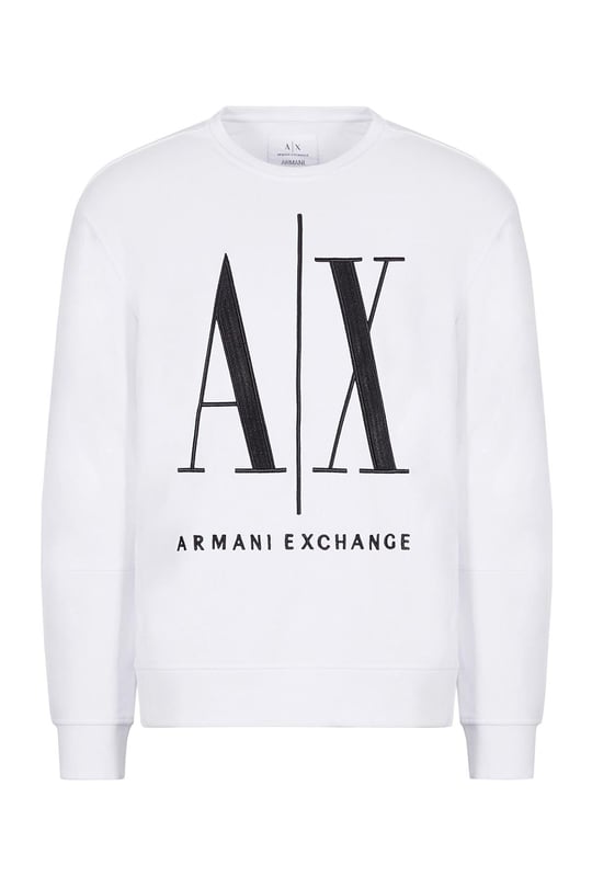 Armani Exchange Armani Exchange Erkek Marka Logolu Uzun Kollu Bisiklet Yaka Günlük Beyaz Sweatshirt 8NZMPA ZJ1ZZ-1100