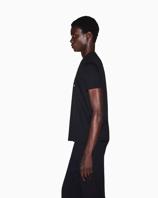 Armani Exchange Armani Exchange Erkek Yuvarlak Yaka Nakış Logo Desenli Kısa Kollu Pamuklu Siyah T-Shirt XM003114 AF10356-UC001