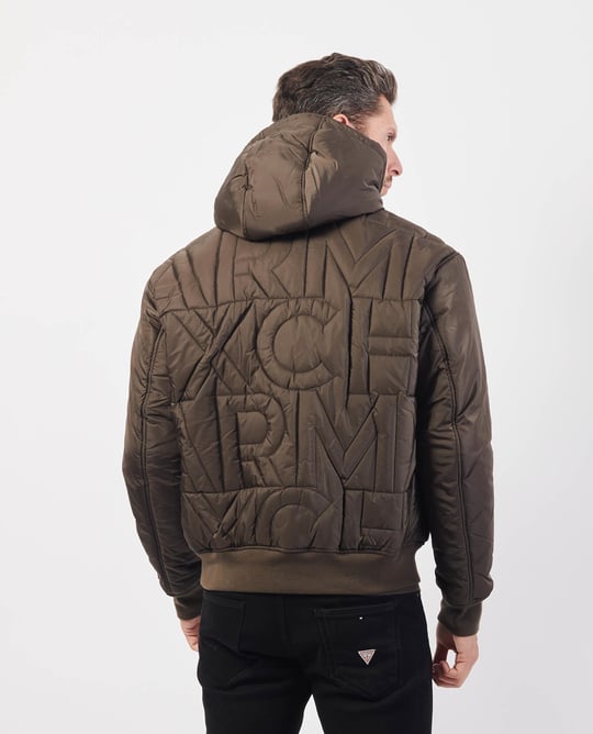 Armani Exchange Armani Exchange Erkek Kapüşonlu Günlük Kullanım Marka Detaylı Kahverengi Mont 6DZB11 ZN4XZ-1897