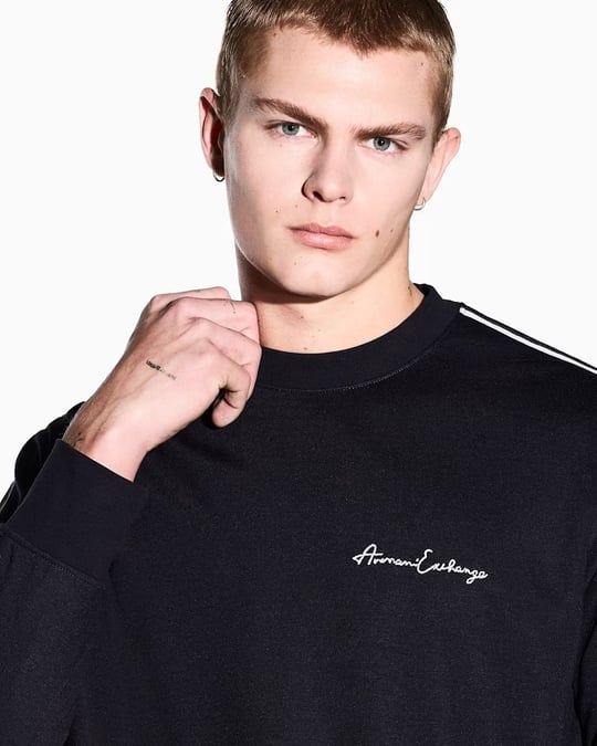 Armani Exchange Armani Exchange Erkek Yuvarlak Yaka Desenli Uzun Kollu Regular Fit Lacivert Sweatshirt 8NZMSG Z9N1Z-1510
