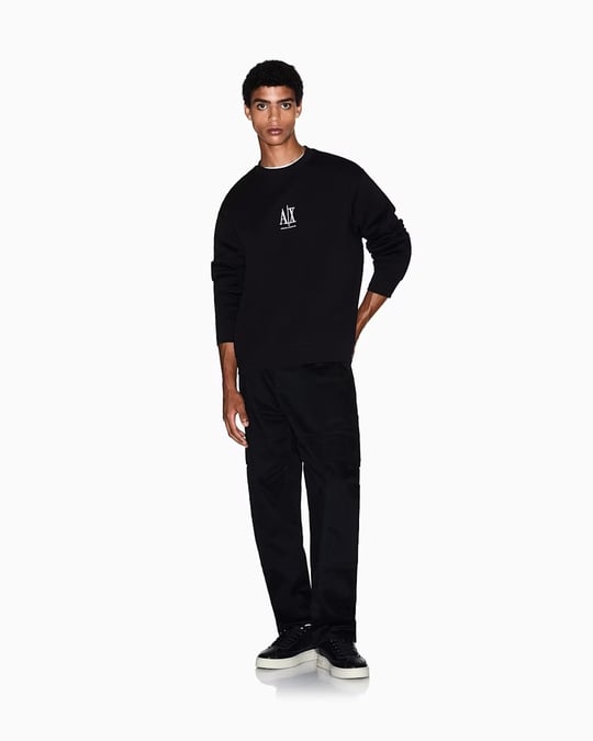 Armani Exchange Armani Exchange Erkek Regular Fit Yuvarlak Yaka Uzun Kollu Pamuklu Siyah Sweatshirt XM000368 AF10818-UC001