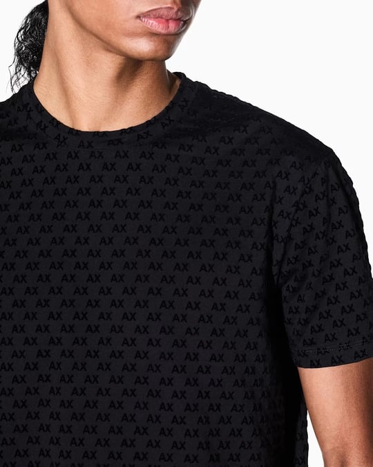 Armani Exchange Armani Exchange Erkek Yuvarlak Yaka Logo Desenli Kısa Kollu Pamuklu Siyah T-Shirt XM003079 AF10356-UC001