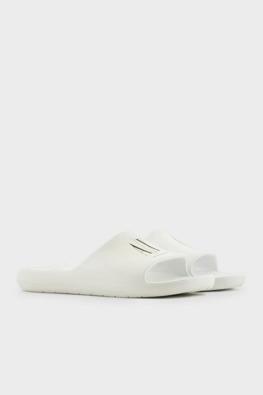 ARMANI EXCHANGE Armani Exchange Erkek Rahat Düz Taban AX Logolu Beyaz Terlik XUP012 XV675-K488