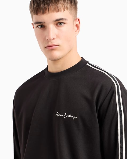 Armani Exchange Armani Exchange Erkek Yuvarlak Yaka Desenli Uzun Kollu Regular Fit Siyah Sweatshirt 8NZMSG Z9N1Z-1200